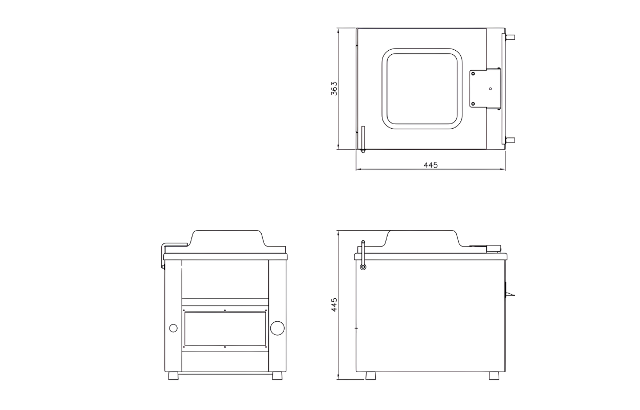 TC-280F - Table Top Vacuum Chamber Sealer Drawing
