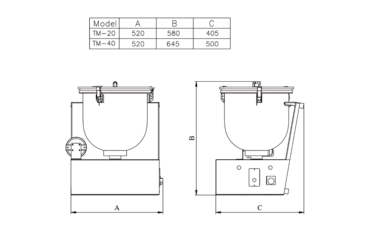 Drawing – TM 20/40 – Table Top Vacuum Tumbler