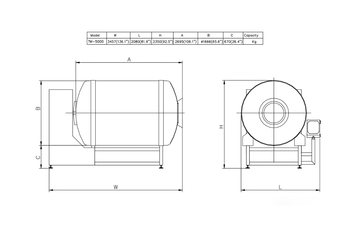 Drawing – TM5000 – Vacuum Massager