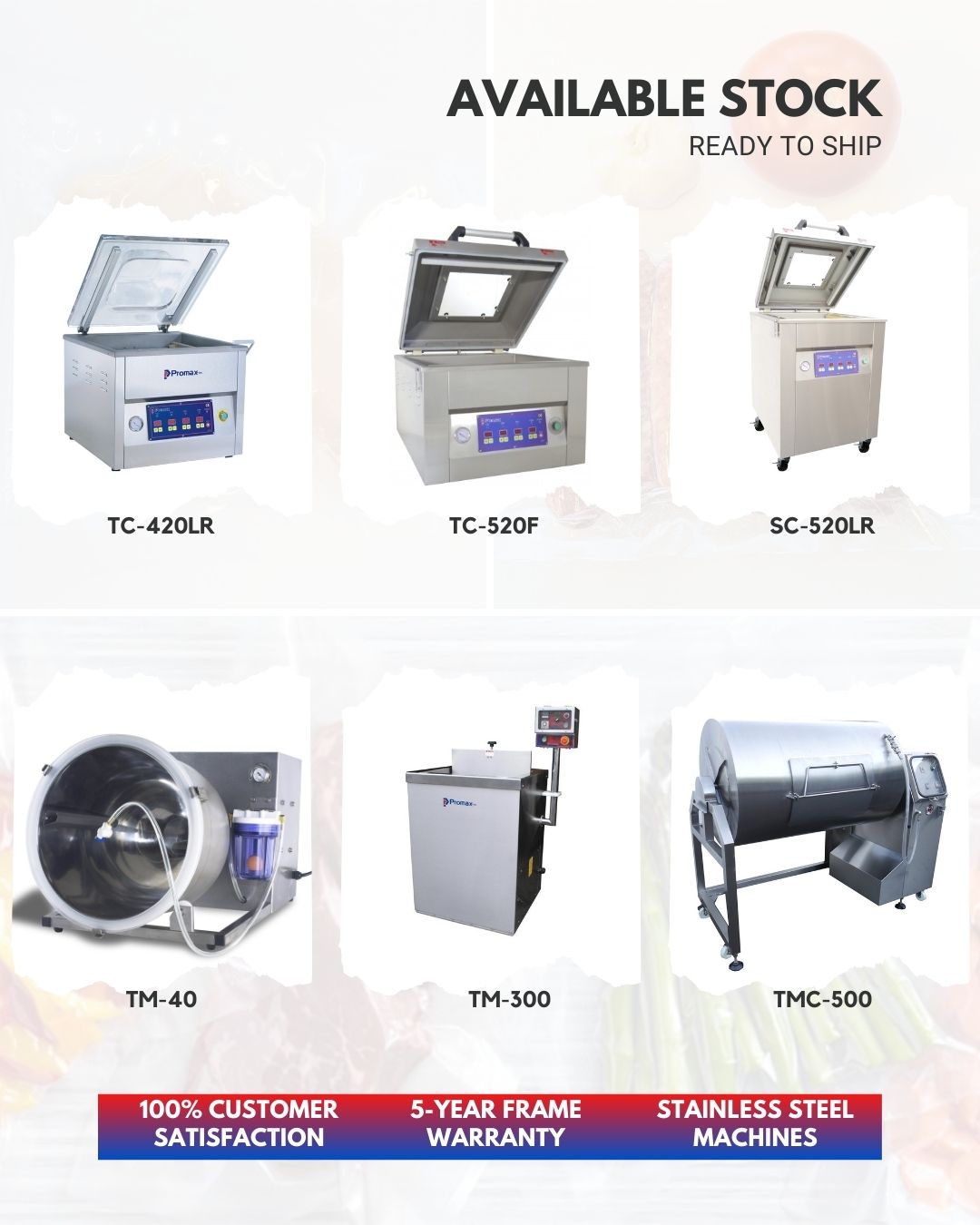 Promarks Available Stock Packaging and Processing Machines